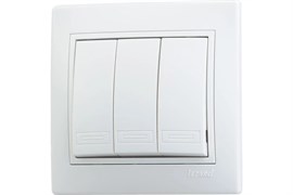 Выключатель LEZARD MIRA 701-0202-109, трехклавишный, встраиваемый, белый 32636