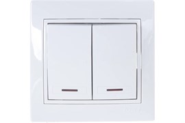 Выключатель LEZARD MIRA 701-0202-112, двухклавишный, встраиваемый, белый, с подсветкой 10647