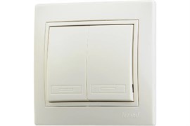 Выключатель LEZARD MIRA 701-0303-101, двухклавишный, встраиваемый, кремовый 21317