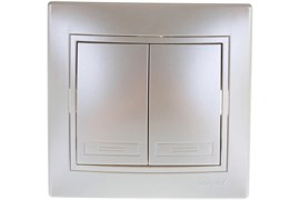 Выключатель LEZARD MIRA 701-3030-101, двухклавишный, встраиваемый, жемчужно-белый перламутр 6102