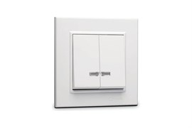 Выключатель MAKEL  Karea СП 56001023, двухклавишный, встраиваемый, белый, с подсветкой 54516