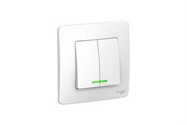 Выключатель SYSTEM ELECTRIC Blanca ВLNVA065111, двухклавишный, встраиваемый, белый, с подсветкой 41384
