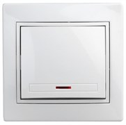 Выключатель ЭРА Intro Plano 1-102-01, одноклавишный, встраиваемый, белый, с подсветкой 54141