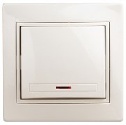 Выключатель ЭРА Intro Plano 1-102-02, одноклавишный, встраиваемый, слоновая кость, с подсветкой 49857
