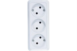 Розетка UNIVersal Олимп 1160, трехместная, накладная, белая, без заземления 64462