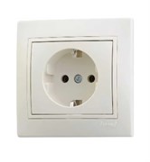 Розетка LEZARD MIRA 701-0303-122, одноместная, встраиваемая, кремовая, с заземлением 3994