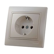 Розетка LEZARD MIRA 701-3030-122, одноместная, встраиваемая, жемчужно-белая, с заземлением 9863