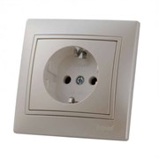 Розетка LEZARD MIRA 701-3030-122B, одноместная, встраиваемая, жемчужно-белый перламутр, с заземлением 64339