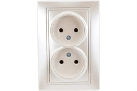 Розетка LEZARD MIRA 701-3030-128, двухместная, встраиваемая, жемчужно-белый перламутр, без заземления 8812