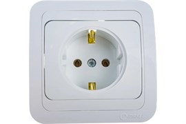 Розетка MAKEL Mimoza 12008, одноместная, встраиваемая, белая, с заземлением 21314