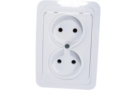 Розетка MAKEL Mimoza 12017, двухместная, встраиваемая, белая, без заземления 17325
