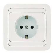 Розетка MAKEL Mimoza 12028, одноместная, встраиваемая, белая, с заземлением 56723