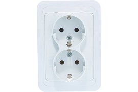 Розетка MAKEL Mimoza 12082, двухместная, встраиваемая, белая, с заземлением 11050