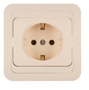 Розетка MAKEL Mimoza 25008, одноместная, встраиваемая, бежевая, с заземлением 66601