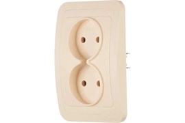 Розетка MAKEL Mimoza 25017, двухместная, встраиваемая, кремовая, без заземления 15394