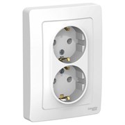 Розетка SYSTEM ELECTRIC Blanca ВLNRS001021, двухместная, встраиваемая, белая, с заземлением 41402