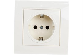 Розетка UNIVersal Бриллиант 7948844, одноместная, встраиваемая, слоновая кость, с заземлением 21737