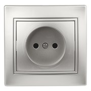 Розетка ЭРА Intro Plano 1-201-03, одноместная, встраиваемая, алюминий, без заземления 66258