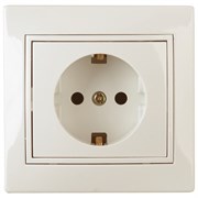 Розетка ЭРА Intro Plano 1-202-02, одноместная, встраиваемая, слоновая кость, c заземлением 49862