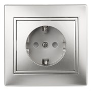 Розетка ЭРА Intro Plano 1-202-03, одноместная, встраиваемая, алюминий, c заземлением 64493