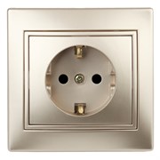 Розетка ЭРА Intro Plano 1-202-04, одноместная, встраиваемая, шампань, c заземлением 53962