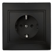 Розетка ЭРА Intro Plano 1-202-05, одноместная, встраиваемая, антрацит, c заземлением 65101