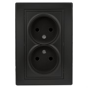 Розетка ЭРА Intro Plano 1-204-05, двухместная, встраиваемая, антрацит, без заземления 65103