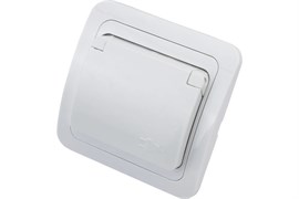 Розетка стационарная UNIVersal Валери В0029, одноместная, 16А, 220В, IP20, встраиваемая, белый, с заземлением, с защитной крышкой, еврослот 8276