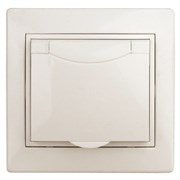 Розетка стационарная ЭРА Intro Plano 1-203-02, одноместная, 2P+E, 16А, 250В, IP20, встраиваемая, слоновая кость, c заземлением, с защитной крышкой 49863