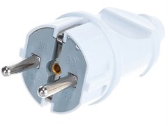 Вилка прямая  UNIVersal А101, 16А, 250В, IP20, с заземлением, белая 20743