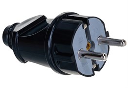 Вилка прямая  UNIVersal А1010, 16А, 250В, IP20, с заземлением, черная 6538