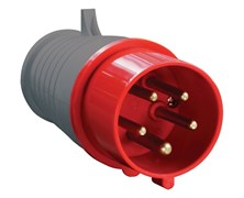 Вилка прямая IEK 015, 3Р+Е+N, 16А, 380В, IP44, с заземлением, переносная, красная 22799