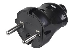 Вилка прямая IEK EVP-20-06-01-К02, 6А, 250В, IP20, без заземления, АБС-пластик, черная 64412
