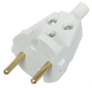 Вилка прямая Белтиз B6-001, 6А, 250В, IP20, без заземления, с кембриком, белая 11266