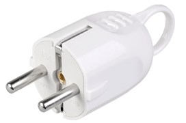 Вилка угловая IEK EVP-12-16-01-К01, 16А, 250В, IP20, с заземлением, АБС-пластик, с ушком, белая 32010