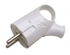 Вилка угловая IN HOME 4120, 16A, 220-230В, IP20, с заземлением, с кольцом, белая 62897