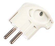 Вилка угловая MAKEL 10027, 16А, 250В, IP20, с заземлением, белая 8208