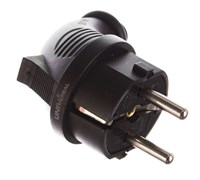 Вилка угловая UNIVersal 1241, 2Р+РЕ, 16А, 220-240В, IP44, с заземлением, каучук, черная 61038