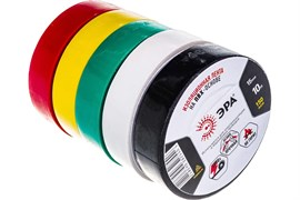 Изолента ЭРА C0038781, 15ммх10м, ПВХ, 5 цветов: белый, черный, зеленый, желтый, красный 33255