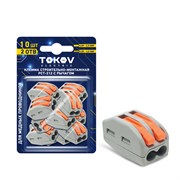 Клемма 2-проводная TOKOV ELECTRIC СМК 222-412, 0.08x2.5мм2, без пасты, с рычажками, соединительная 83027