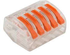 Клемма 5-проводная REXANT 07-5255-1, 0.08-2.5(4)мм2, без пасты, многоразовая, прозрачный 52623