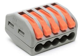 Клемма 5-проводная TOKOV ELECTRIC СМК 222-415, 0.08x2.5мм2, без пасты, с рычажками, соединительная 83033