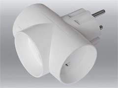 Разветвитель/тройник TOKER 3T, трехместный,  без заземления, т-образный, белый 31227