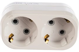 Разветвитель/тройник UNIVersal А302, двухместный, с заземлением, плоский, белый 6090