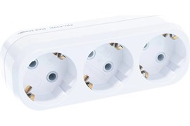 Разветвитель/тройник UNIVersal А303, трехместный, с заземлением, плоский, белый 9859