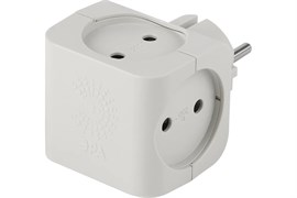 Разветвитель/тройник ЭРА SP-4-W Б0005103, четырехместный, без заземления, куб, белый 65266