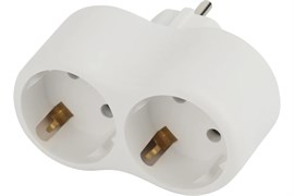 Разветвитель/тройник ЭРА SPx-2е-W Б0053478, двухместный, с заземлением, плоский, белый 73091