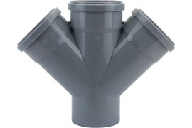 Крестовина одноплоскостная для внутренней канализации, 110/110/110, 45 градусов, полипропиленовая, серая 4927
