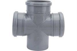 Крестовина одноплоскостная для внутренней канализации, 110/110/110, 87 градусов, полипропиленовая, серая 4930