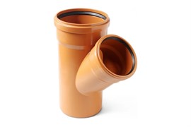 Тройник для наружной канализации, 160х110мм, 45 градусов, полипропиленовый, оранжевый 54783